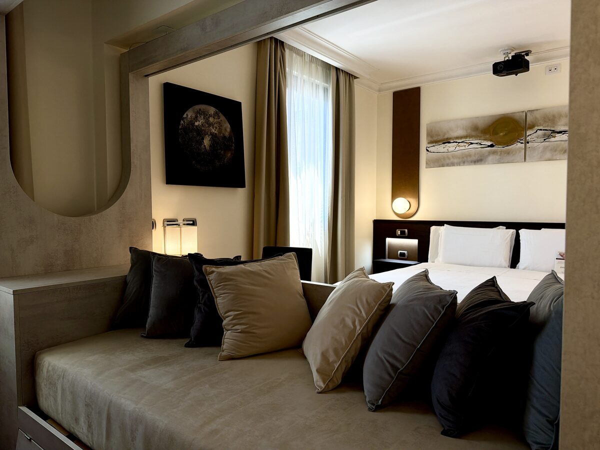 Cushioned viewing sofa in Cinema Room 210